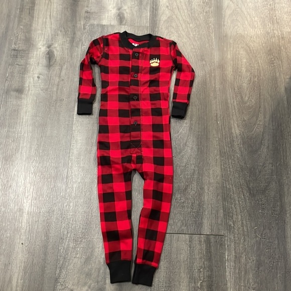 Lazy One 'Bear Cheeks' pajamas red and black plaid NEW - Picture 4 of 6